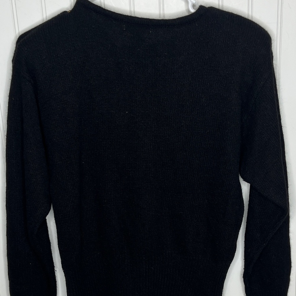 Black Sequin Bow Sweatersize Medium - image 6